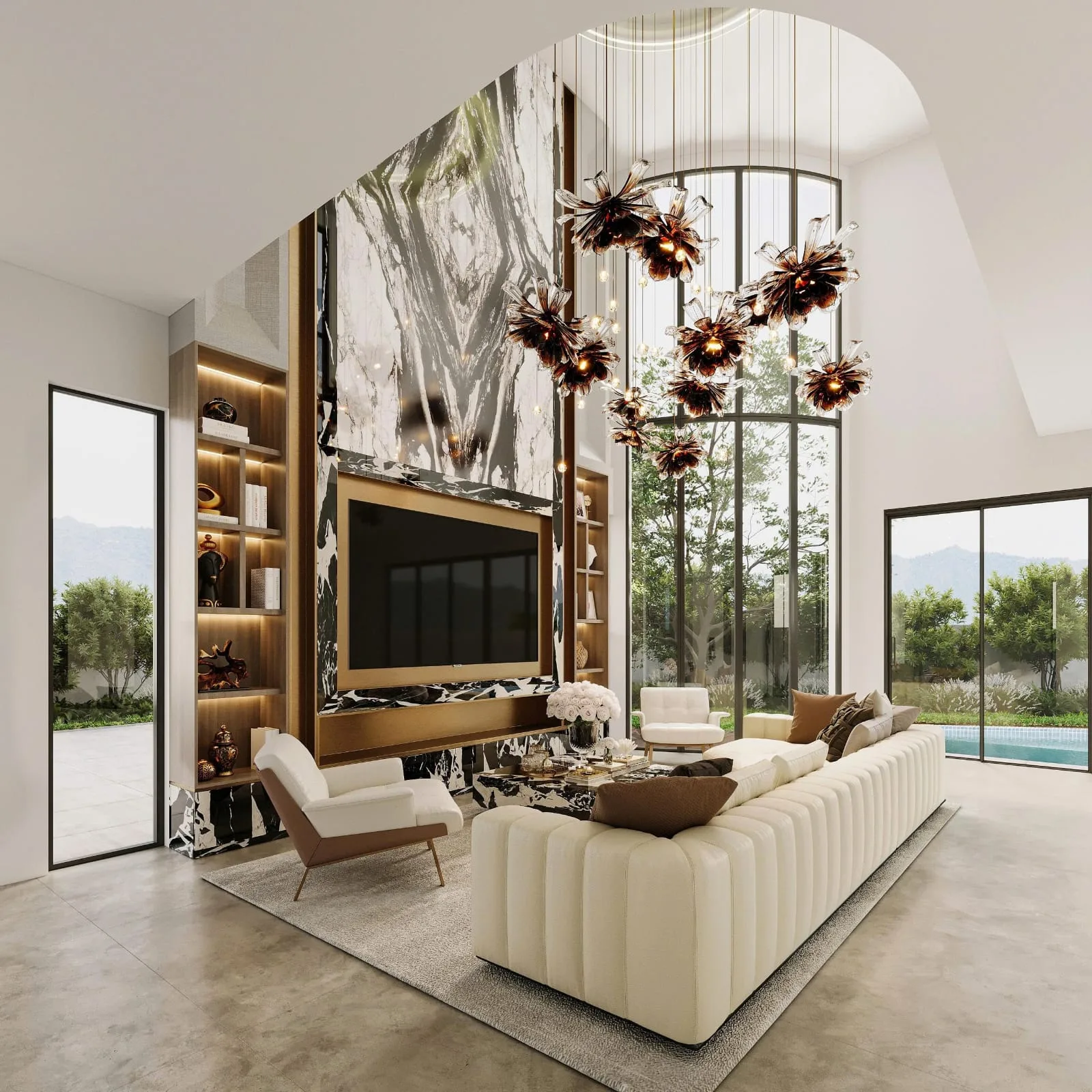 Avant-Garde six-bedroom living hall — artist's impression