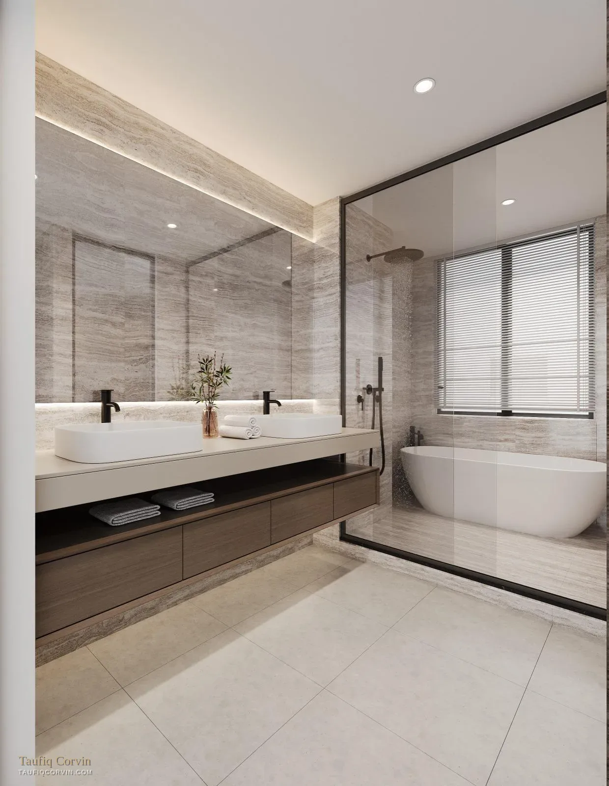 Avant-Garde six-bedroom house bathroom, Singapore District 15 — artist's impression