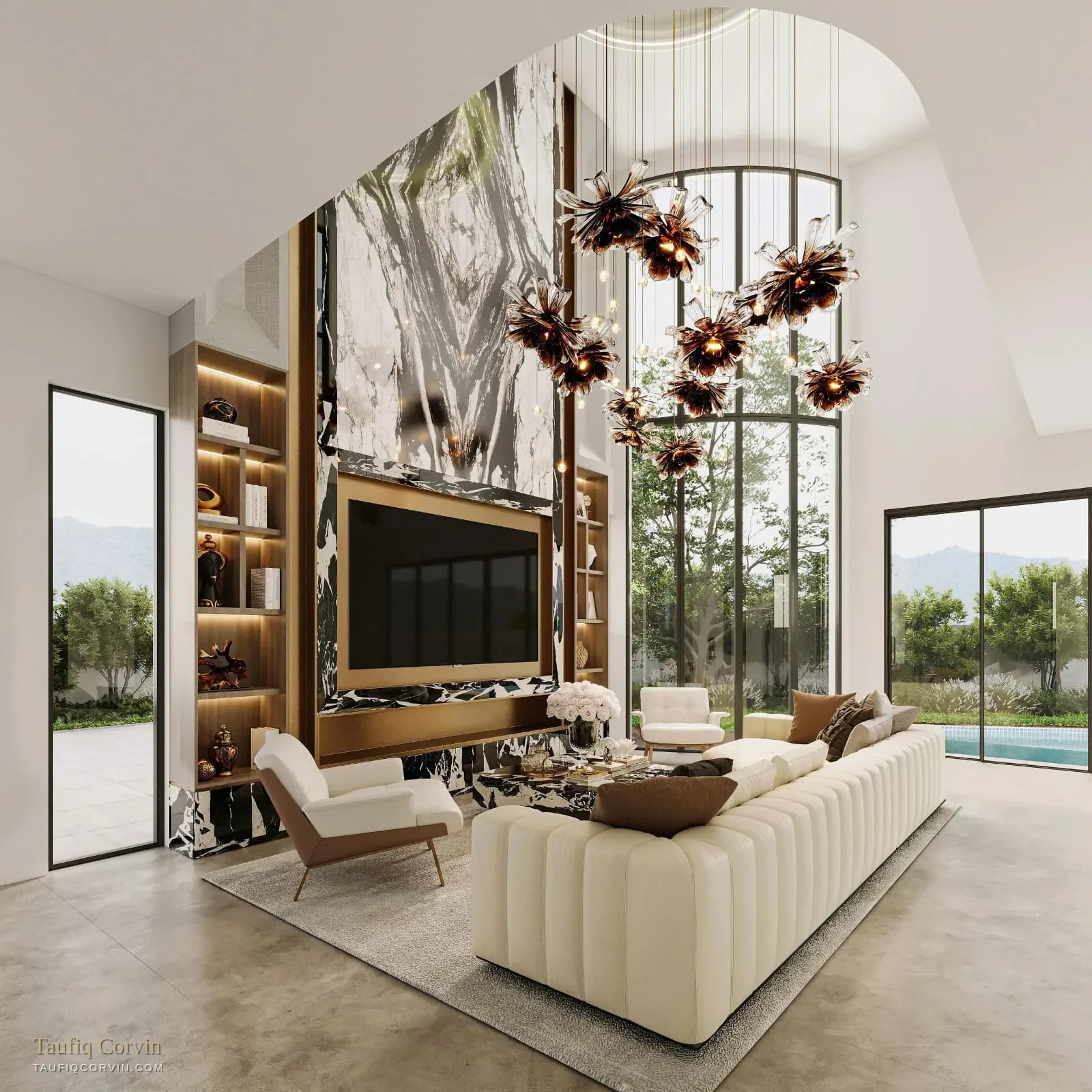 Avant-Garde six-bedroom living hall, Singapore District 15 — artist's impression