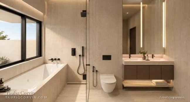 Casa Uno bathroom with bathtub, Casuarina Road, Upper Thomson, Singapore District 20 — artist's impression