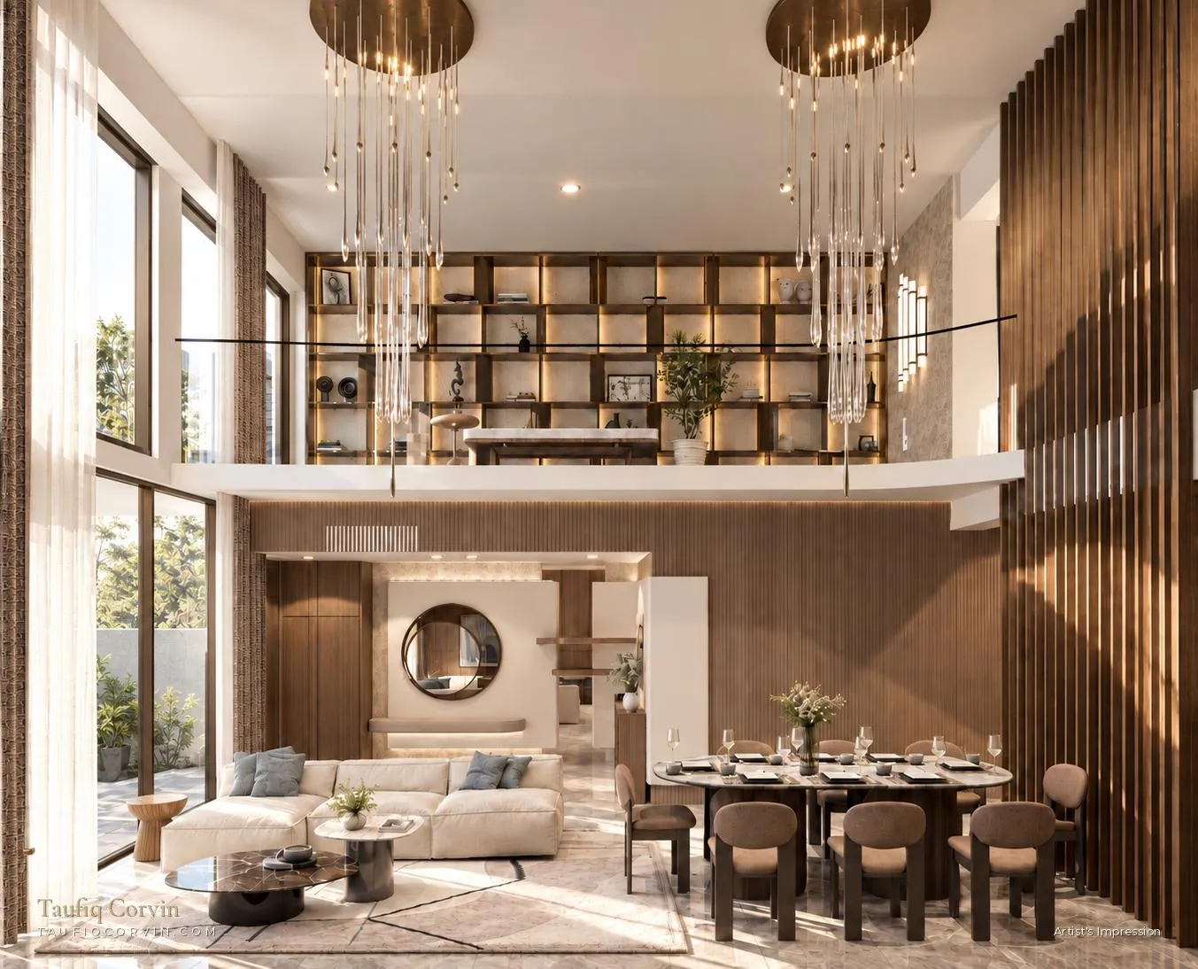 Casa Uno double-volume living and dining, Casuarina Road District 20 — artist's impression