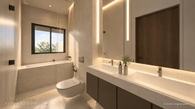 Casa Uno bathroom, Casuarina Road, Upper Thomson, Singapore District 20 — artist's impression