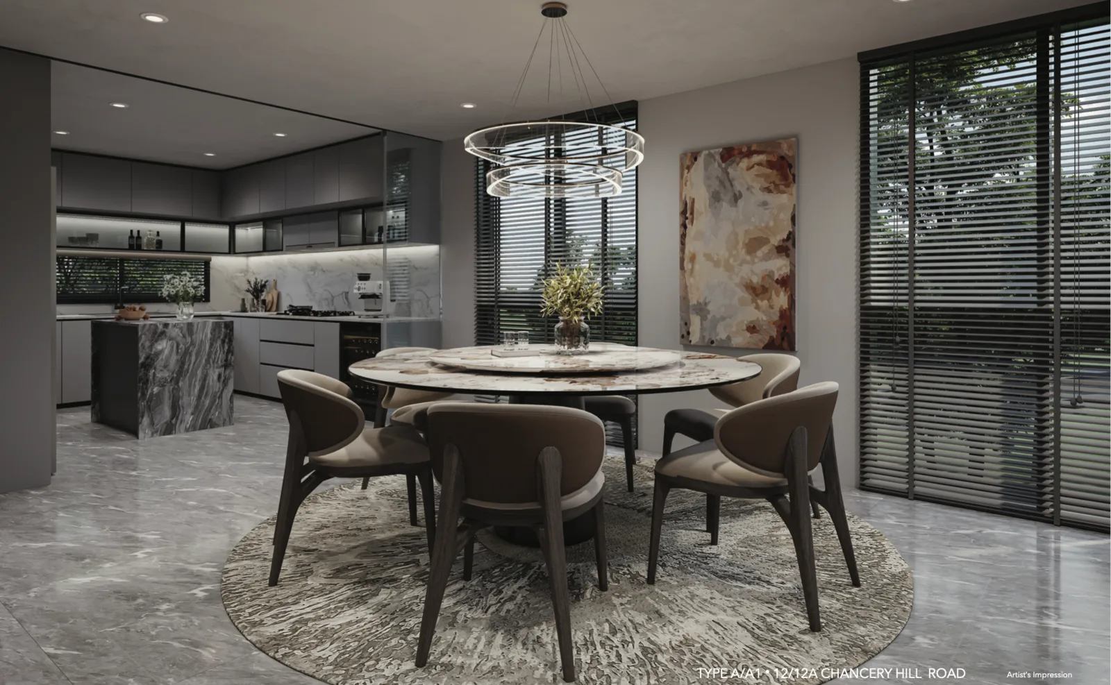 Kitchen and dining, 12/12A Chancery Hill Road — artist's impression