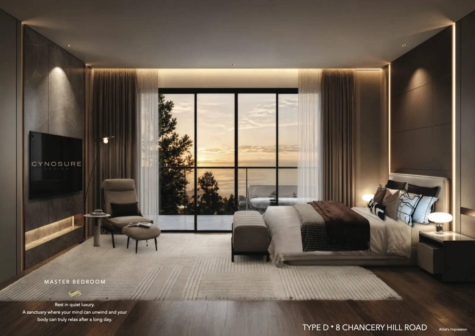 Master bedroom, 8 Chancery Hill Road — artist's impression