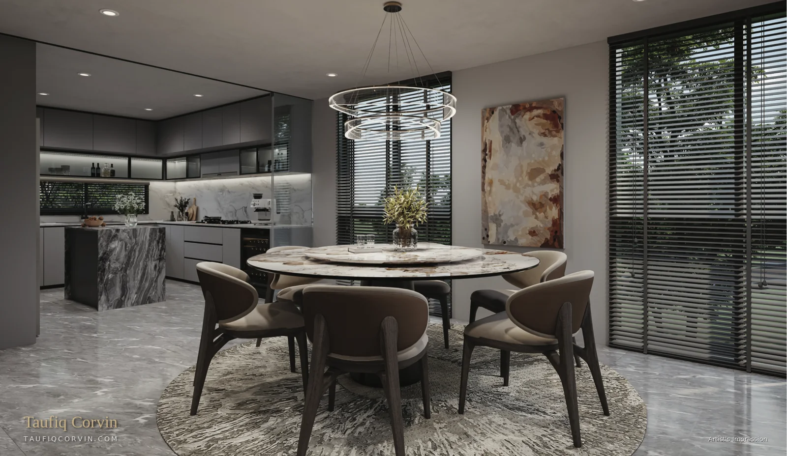Kitchen and dining, Type A semi-detached, Singapore District 11 — artist's impression