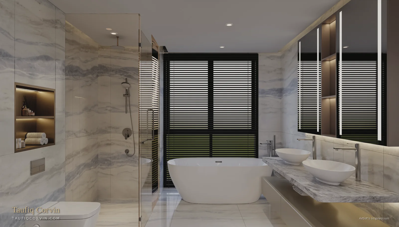 Master bathroom, Type E detached, Singapore District 11 — artist's impression