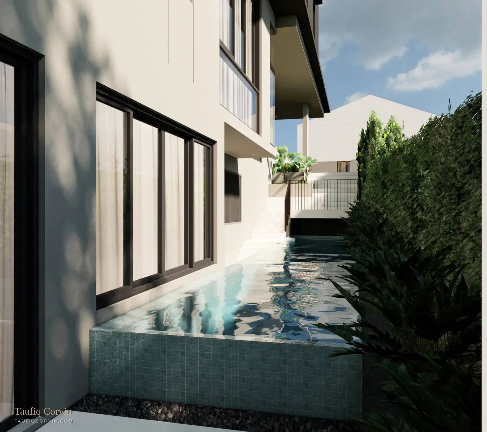 Clifton Embassy 12-metre lap pool alongside the house — artist's impression