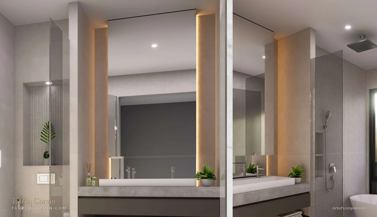Eminent master bathroom, Lorong G Telok Kurau, Singapore District 15 — artist's impression