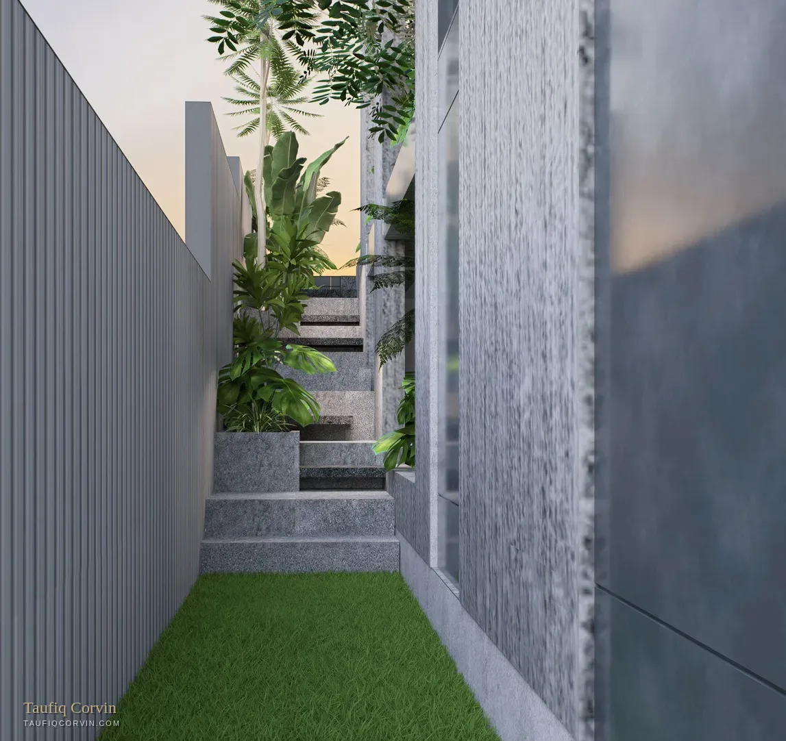 Senang green-lined terraced walk — artist's impression