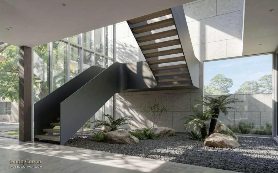 Kurau Terrace double-volume entrance and indoor courtyard — artist's impression