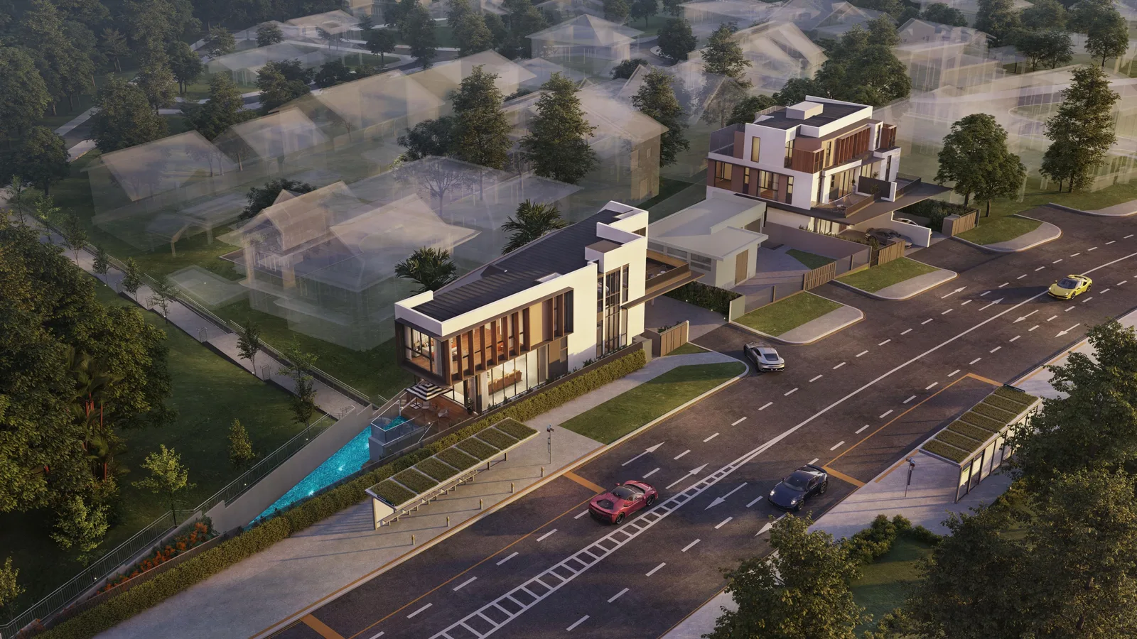 Villas @ Old Tampines Road aerial view — artist's impression