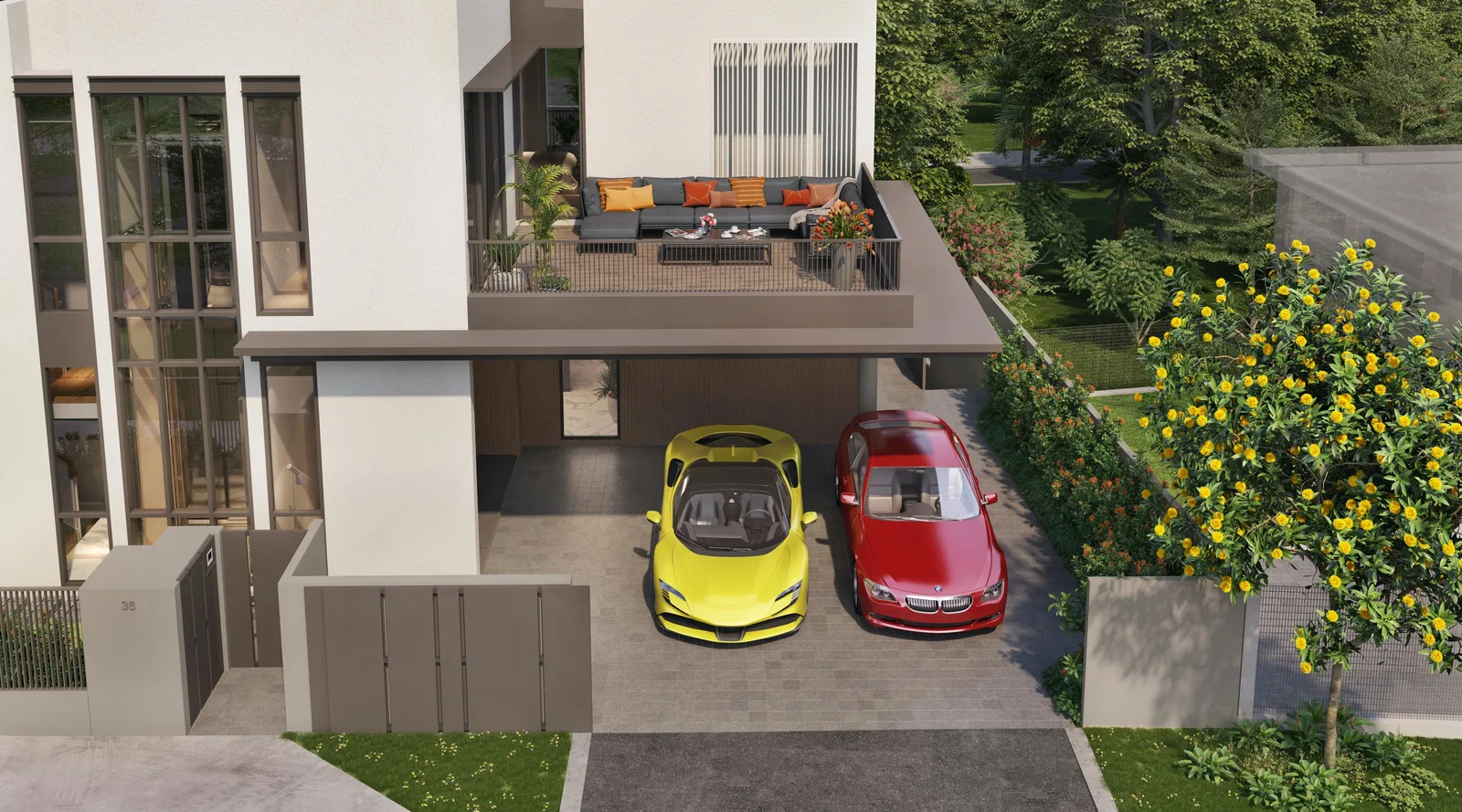 Old Tampines Road car porch — artist's impression
