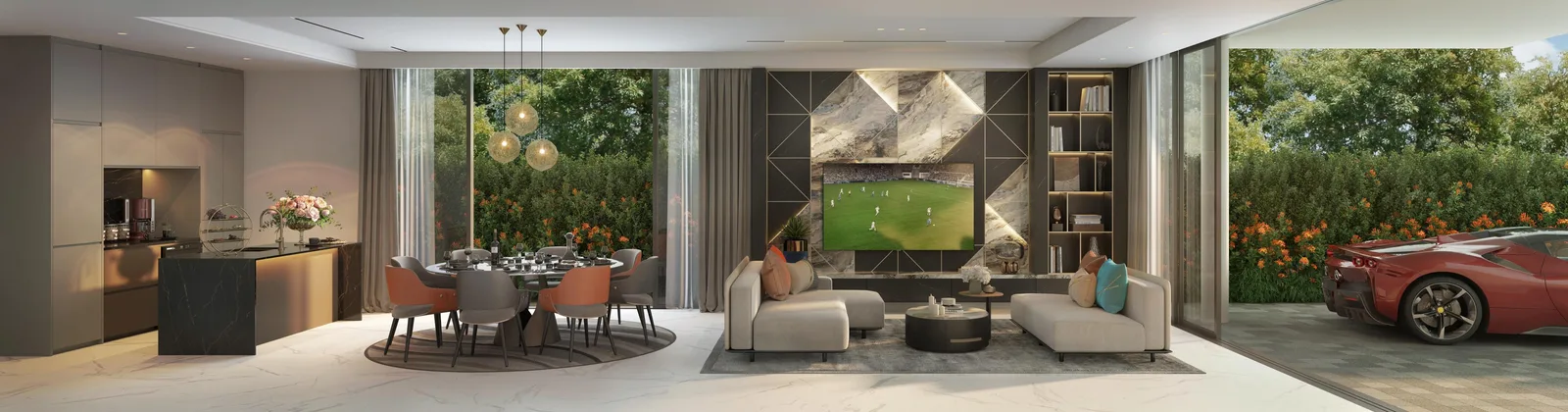 Old Tampines Road semi-detached living and dining — artist's impression