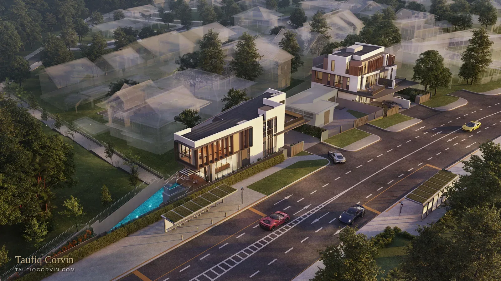 Villas @ Old Tampines Road aerial view, Singapore District 17 — artist's impression