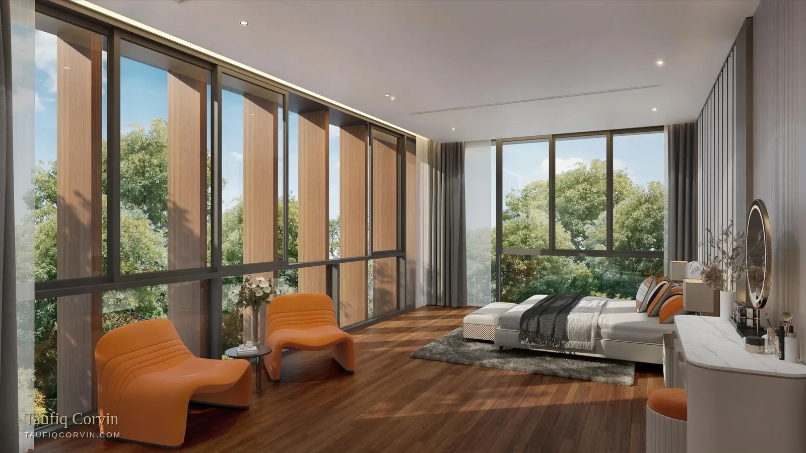 Old Tampines Road bungalow master bedroom, Singapore District 17 — artist's impression