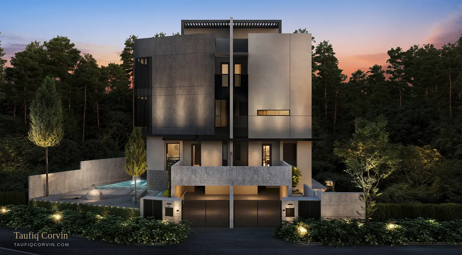 Pangolins larger semi-detached house, front elevation — artist's impression