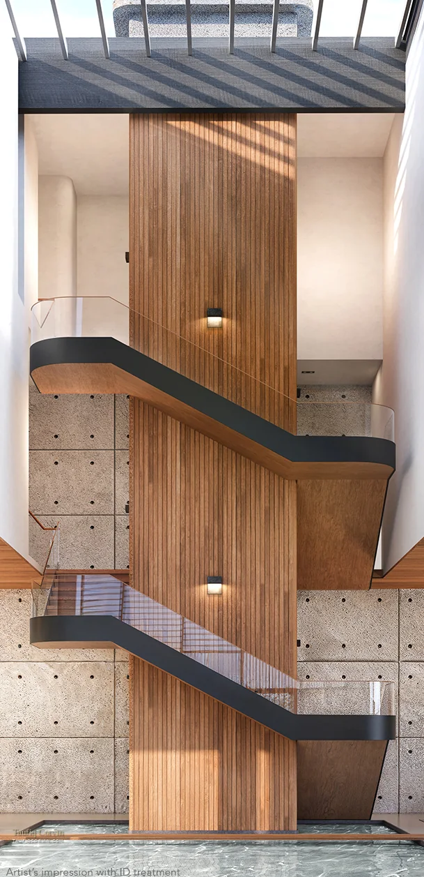 Solstice reflective pool and stair, Singapore District 11 — artist's impression
