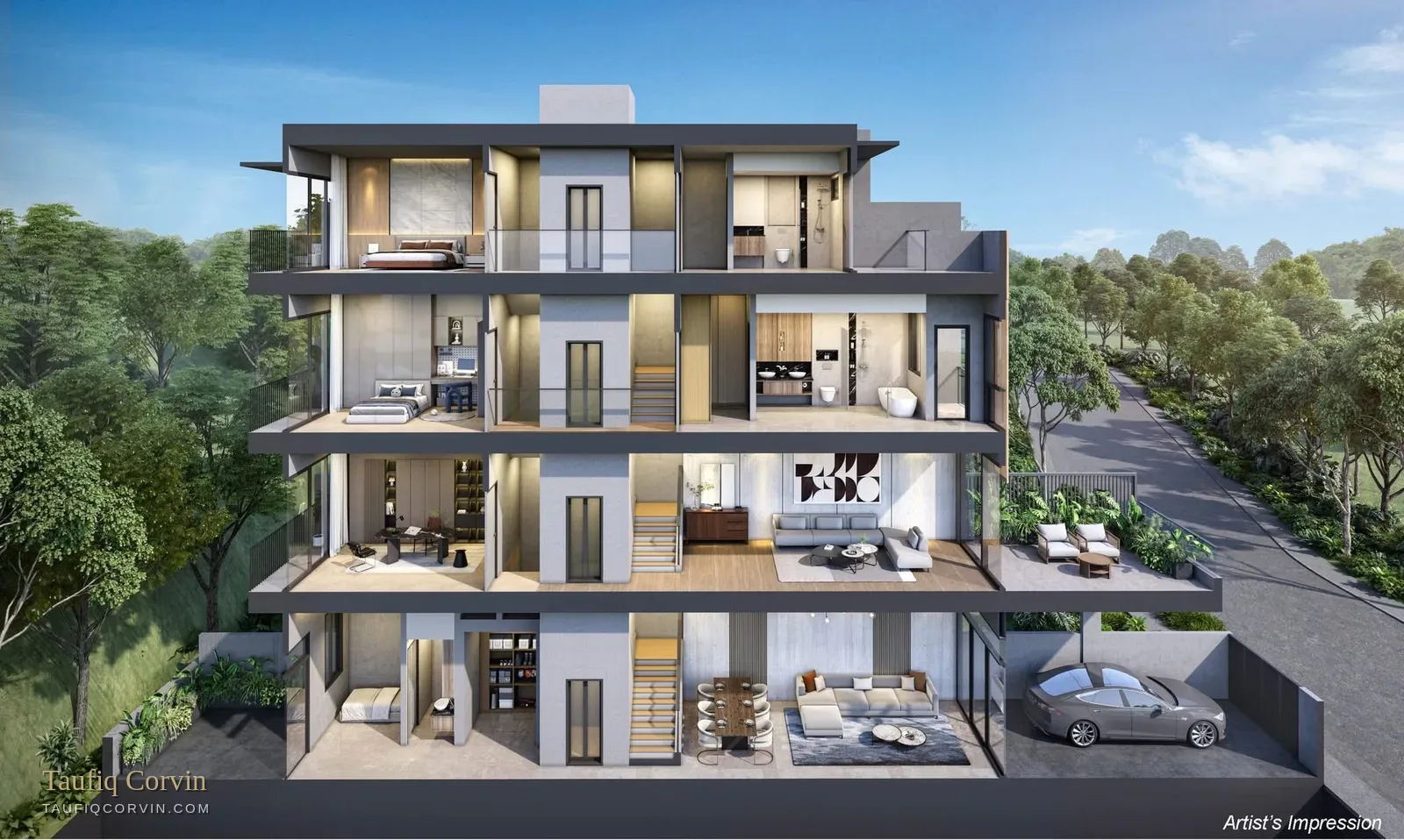 Springleaf Collection sectional view across all levels, Singapore District 26 — artist's impression