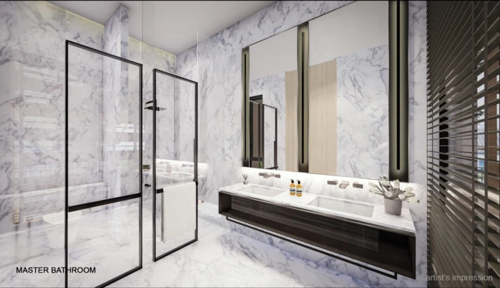 The Address at Hillcrest master bathroom, Singapore District 11 — artist's impression