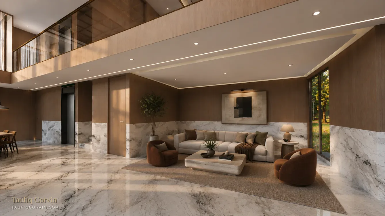 The Lattice double-volume living room — artist's impression