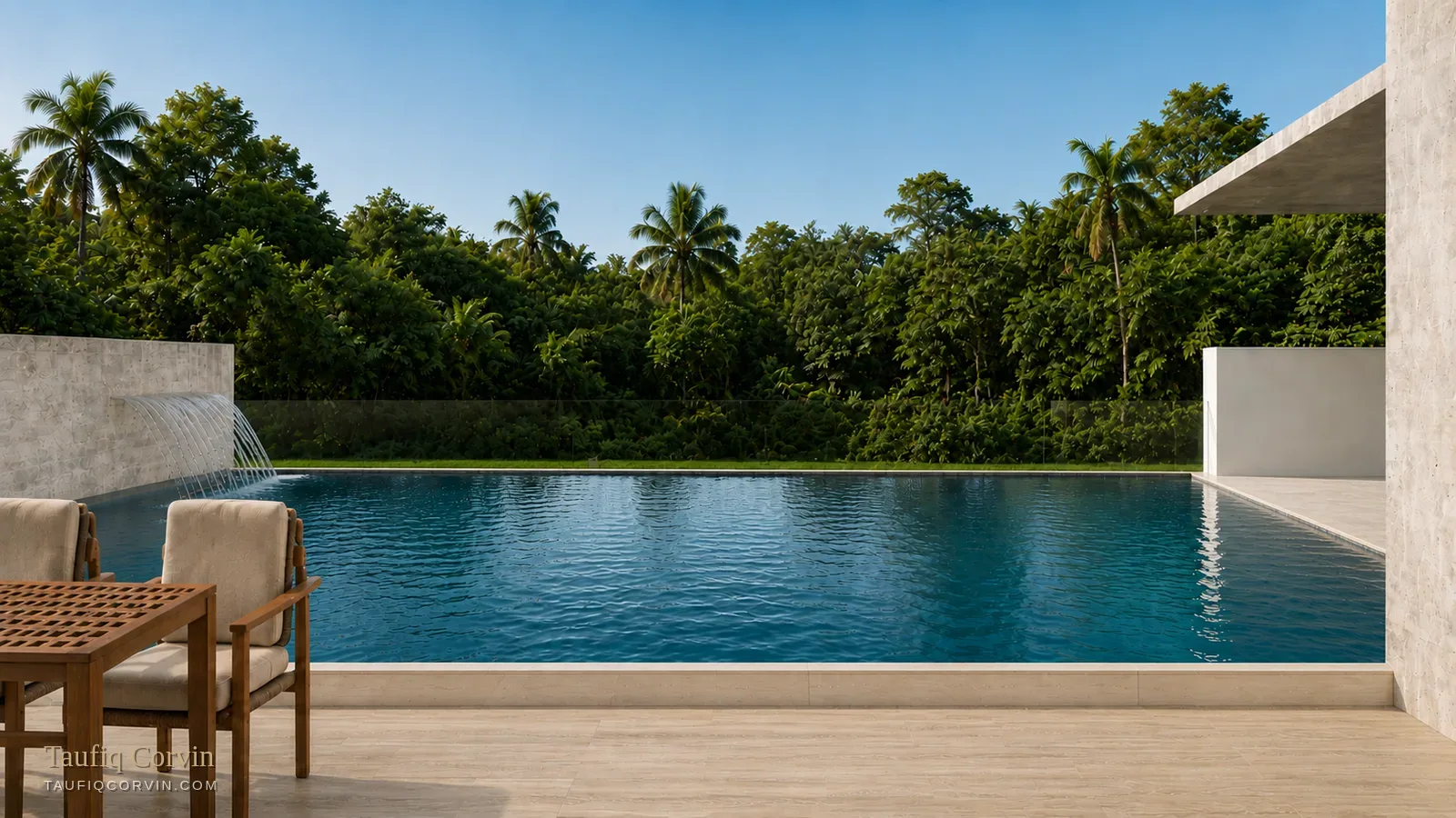 The Lattice infinity pool facing Greenleaf Forest — artist's impression