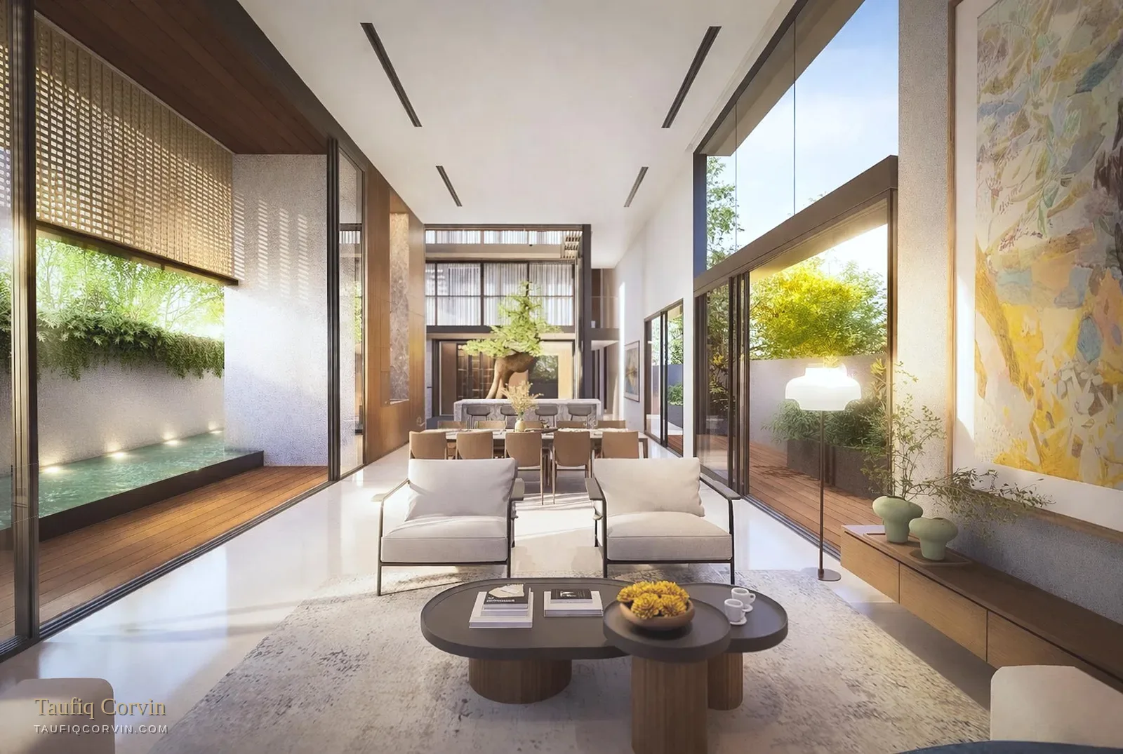 Ventura House double-volume living room — artist's impression