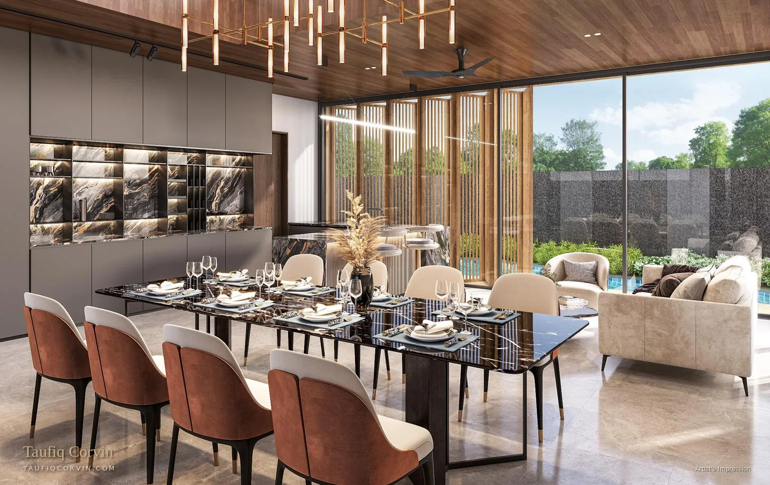 Vila Naga dining area, Singapore District 10 — artist's impression