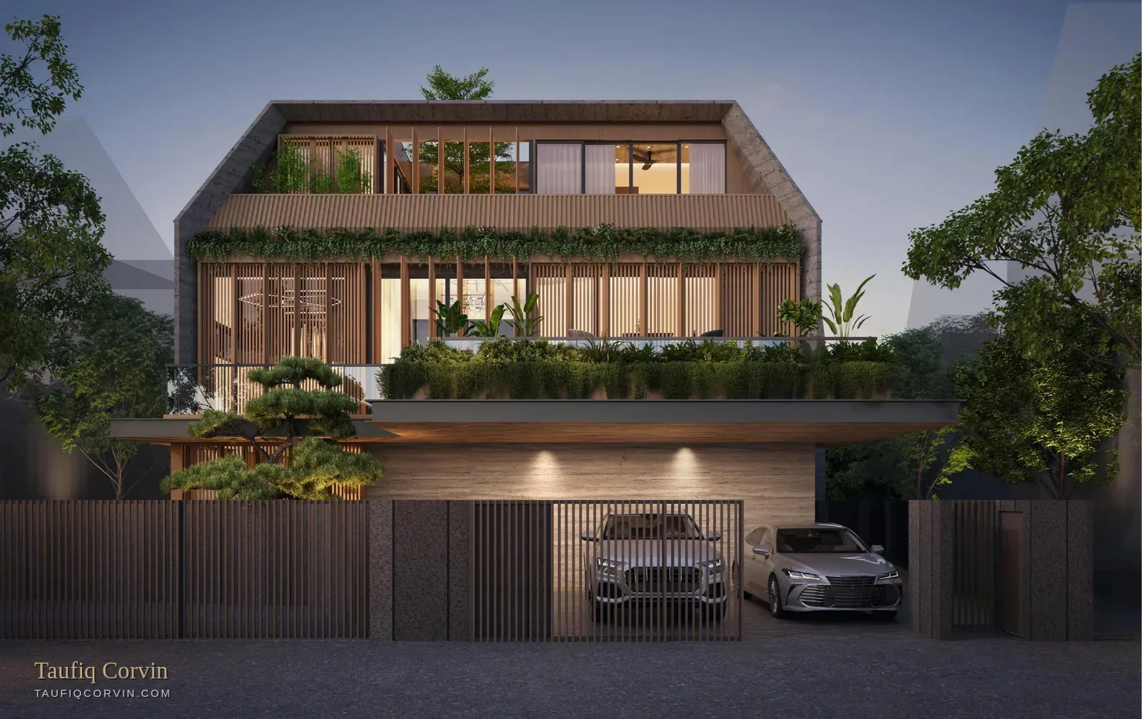 Vila Naga Plot 2, Jalan Naga Sari access, Singapore District 10 — courtyard tree to the left of the car porch, artist's impression