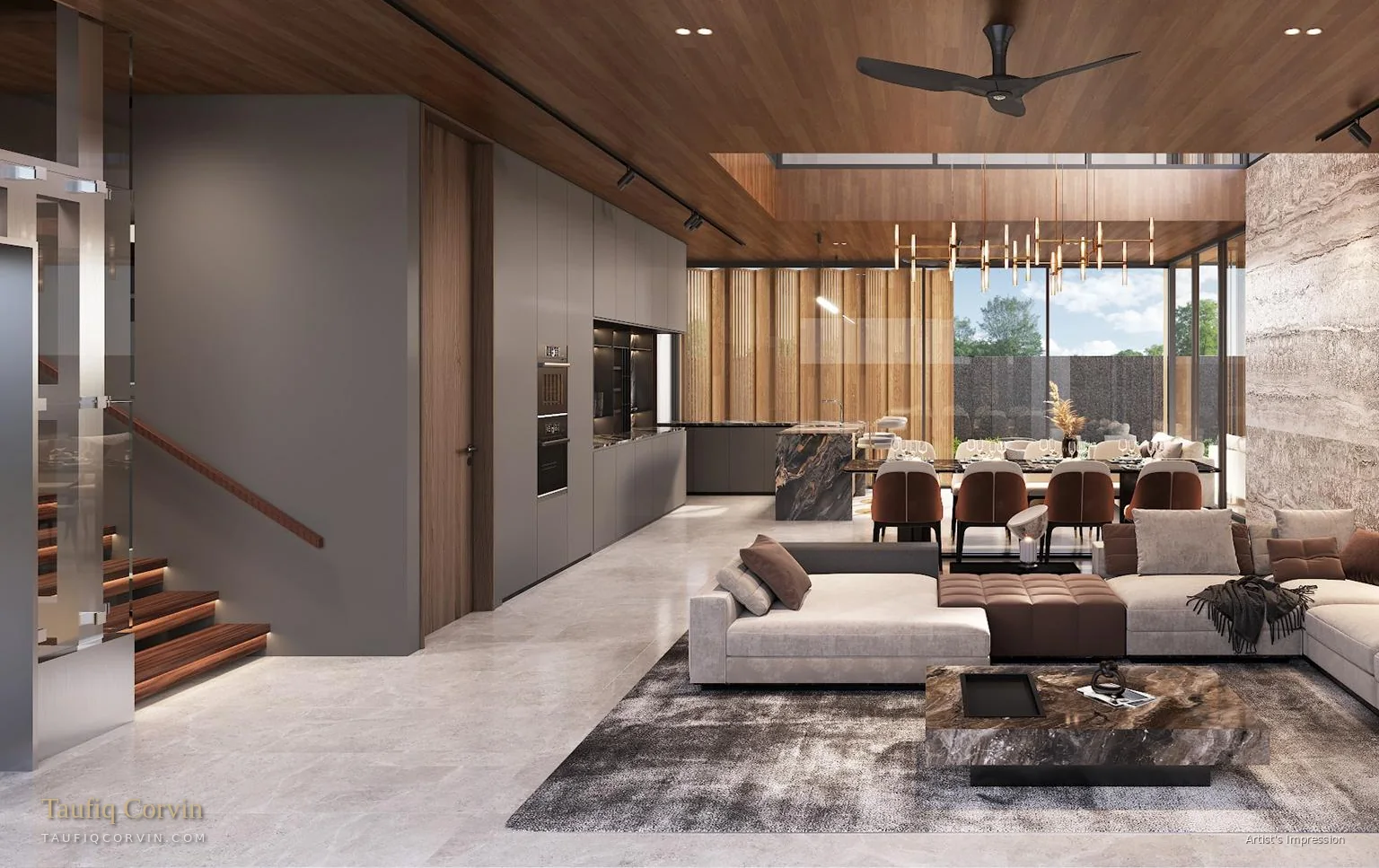 Vila Naga living room, Singapore District 10 — artist's impression
