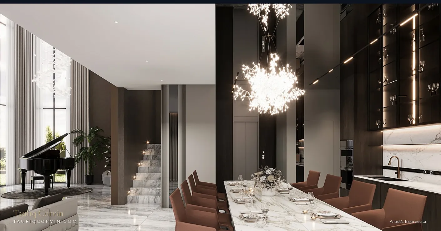 Watten Sanctuary double-volume living and dining, Watten Estate Road, Singapore District 11 — artist's impression
