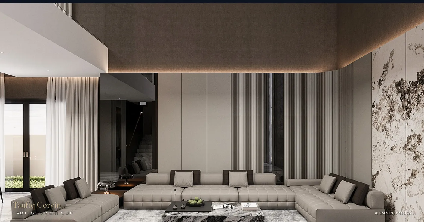 Watten Sanctuary living room, Watten Estate Road, Singapore District 11 — artist's impression