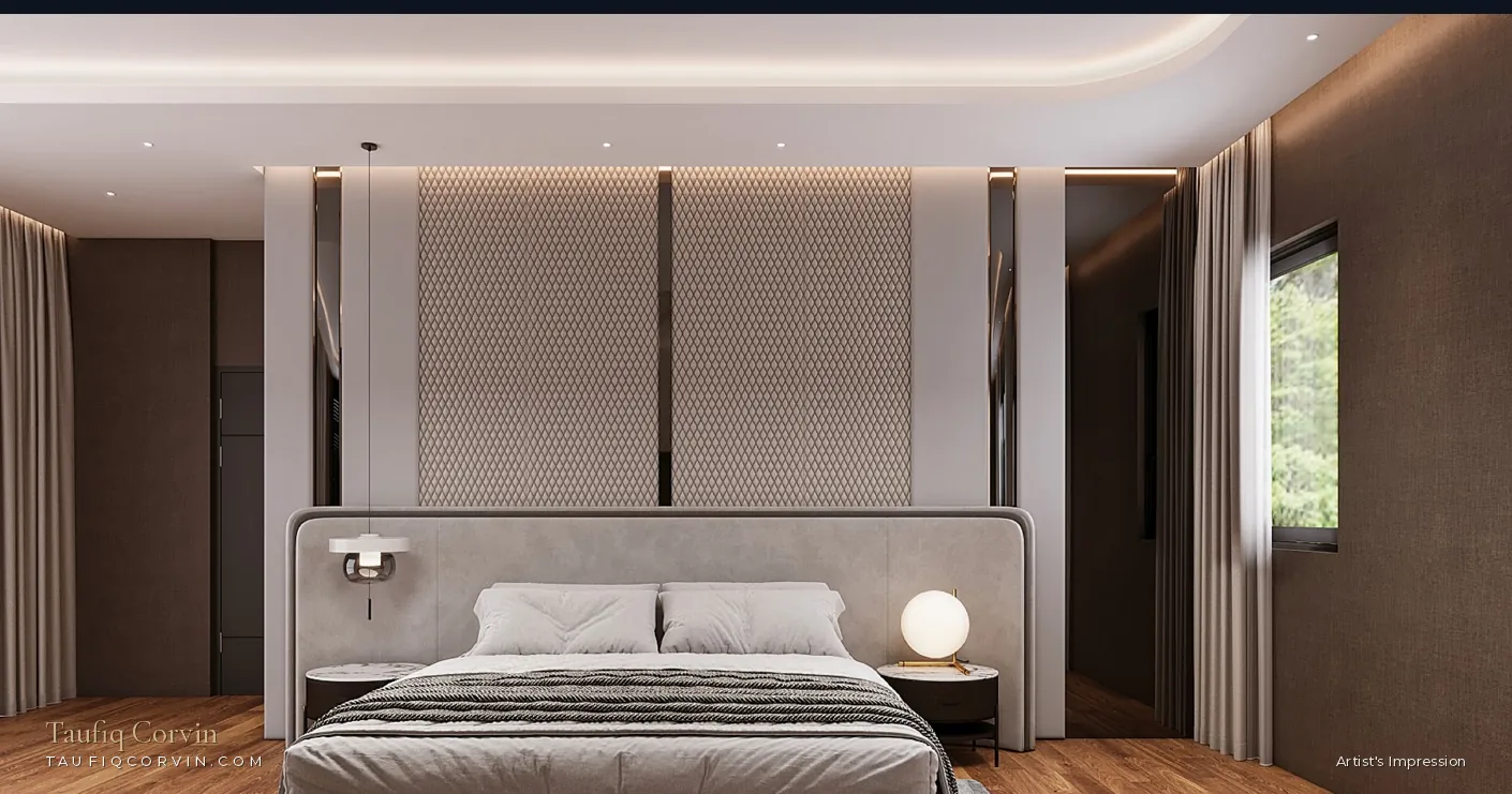 Watten Sanctuary master bedroom, Watten Estate Road, Singapore District 11 — artist's impression